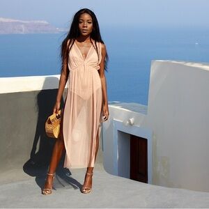 ⭐️ ZARA Bloggers Fav Mesh Overlay Bodysuit Dress. Size SMALL. Good Condition!